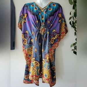NEW Shore Drive Exotic Kaftan Cover Up with Drawstring Belt Top